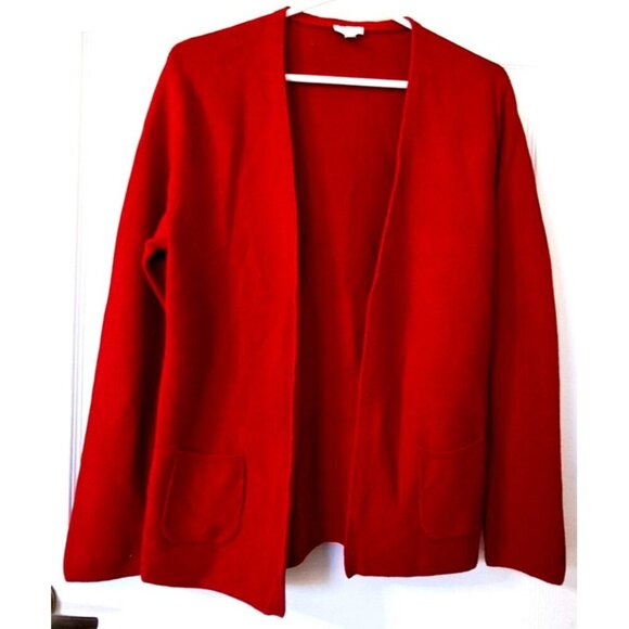 Vintage Talbots Women's L Red Long Sleeve Open Front Cotton Cardigan Jacket - Picture 1 of 7